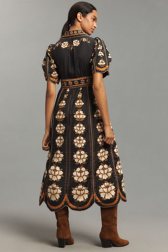 Farm Rio Embroidered Floral Short-Sleeve Midi Dress #1