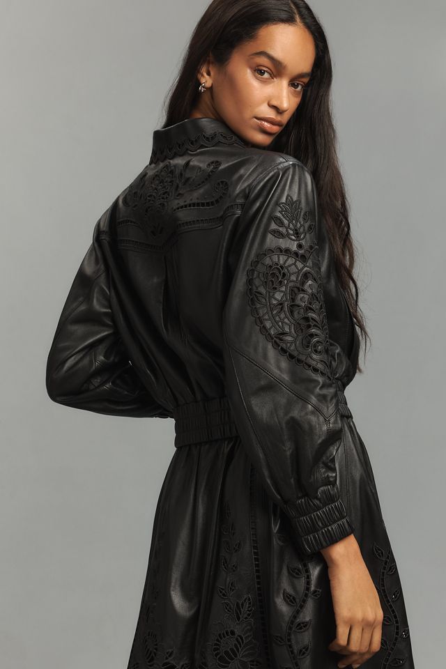 Farm Rio Richelieu Leather Bomber Jacket #1