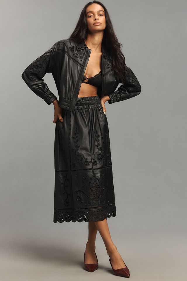 Farm Rio Richelieu Leather Bomber Jacket #2