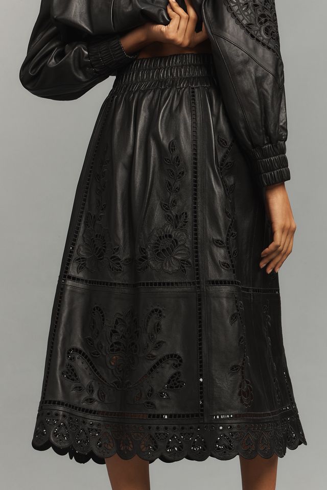 Farm Rio Richelieu Leather Midi Skirt #2