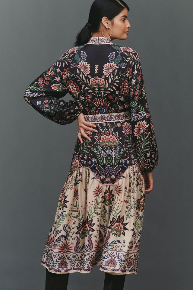 Farm Rio High-Neck Long-Sleeve Midi Dress #1