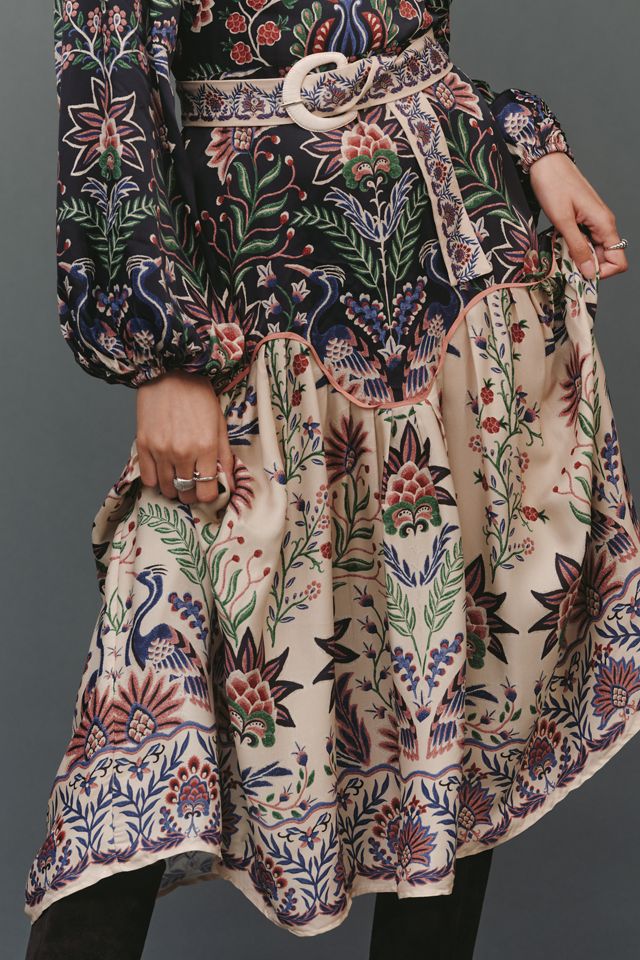Farm Rio High-Neck Long-Sleeve Midi Dress #3
