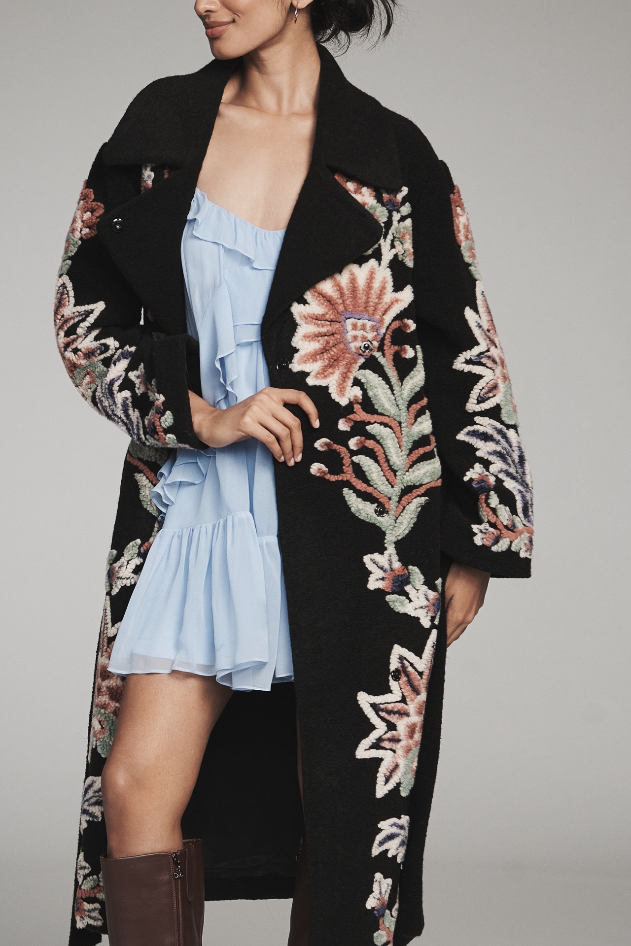 Farm Rio Belted Wrap Fleece Cardigan Sweater