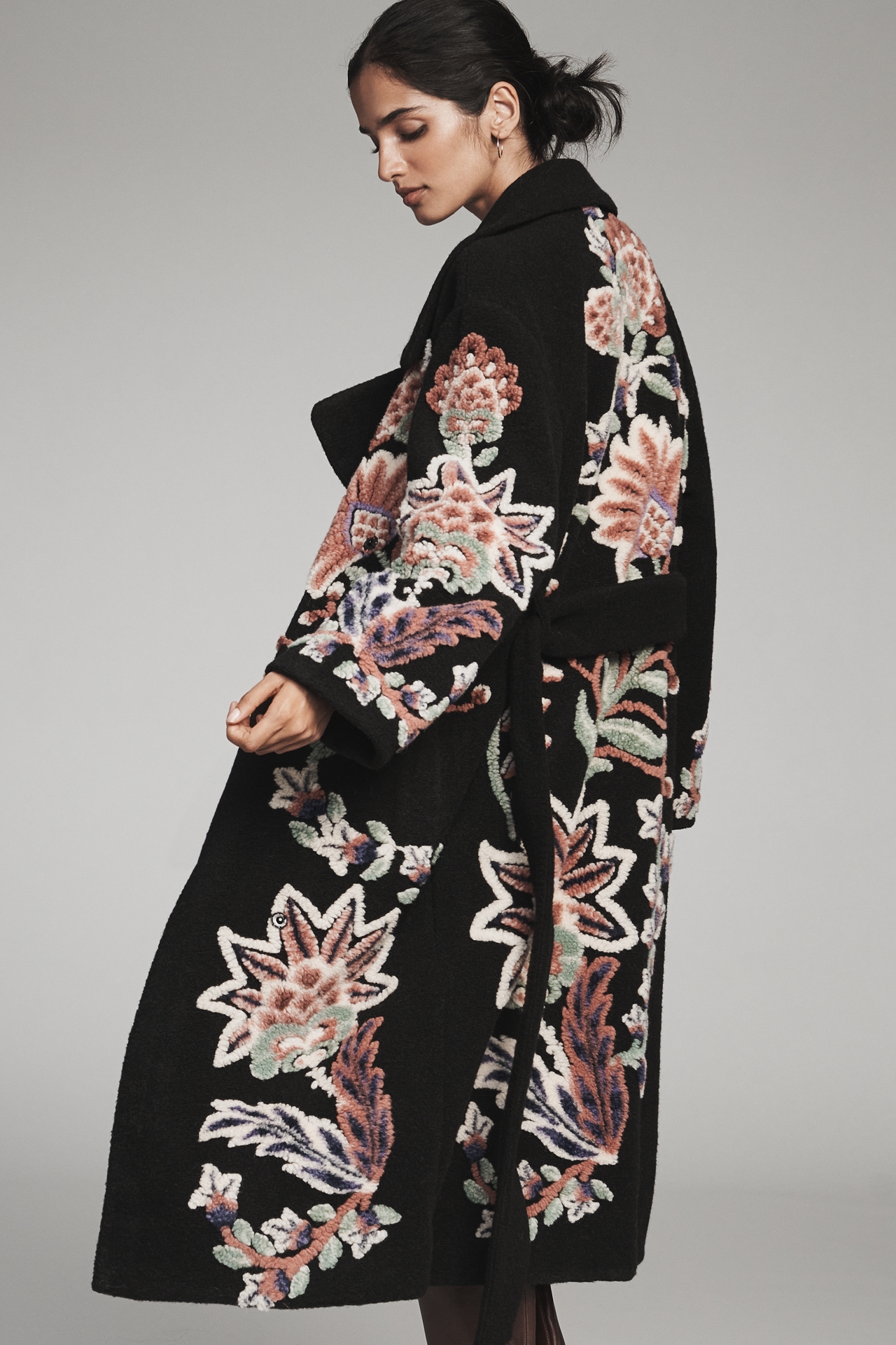 Farm Rio Belted Wrap Fleece Cardigan Sweater