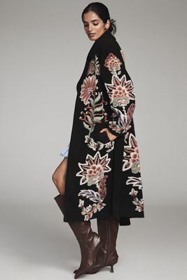 Farm Rio Belted Wrap Fleece Cardigan Sweater