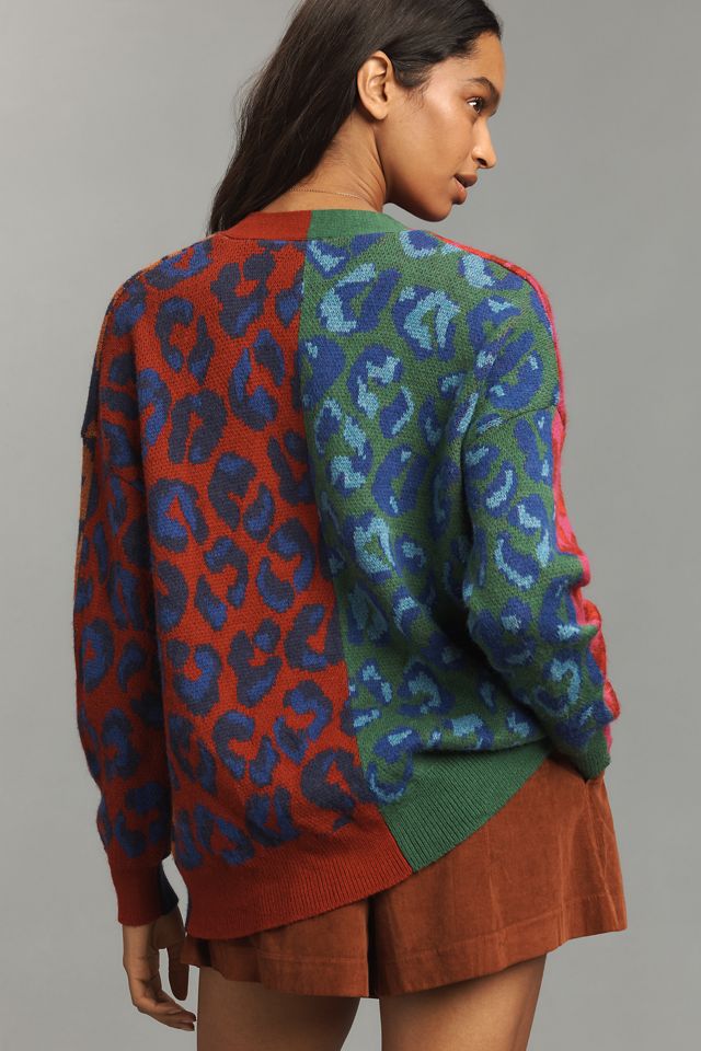 Farm Rio Colorblock Leopard Cardigan #1