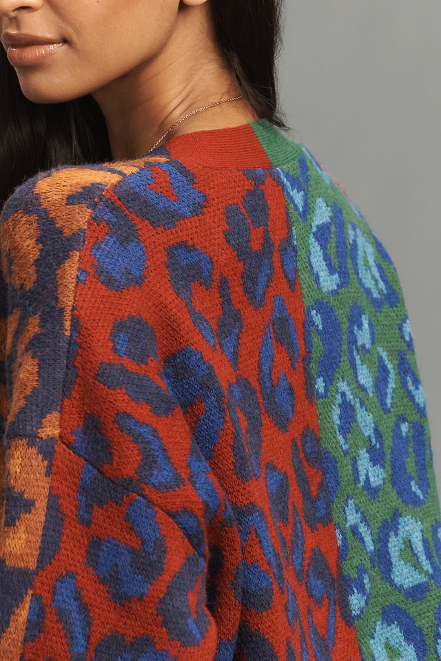 Farm Rio Colorblock Leopard Cardigan #3