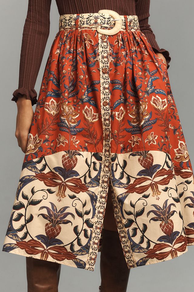 Farm Rio Winter Breeze Button-Front A-Line Midi Skirt #1