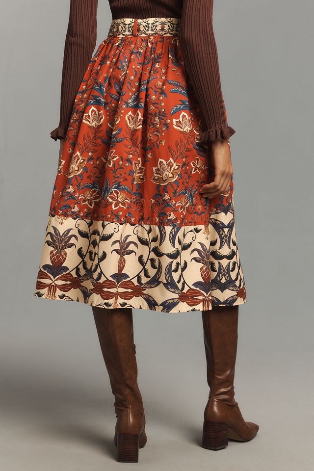Farm Rio Winter Breeze Button-Front A-Line Midi Skirt #3