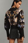 Farm Rio Arabesque Balloon-Sleeve Sweater