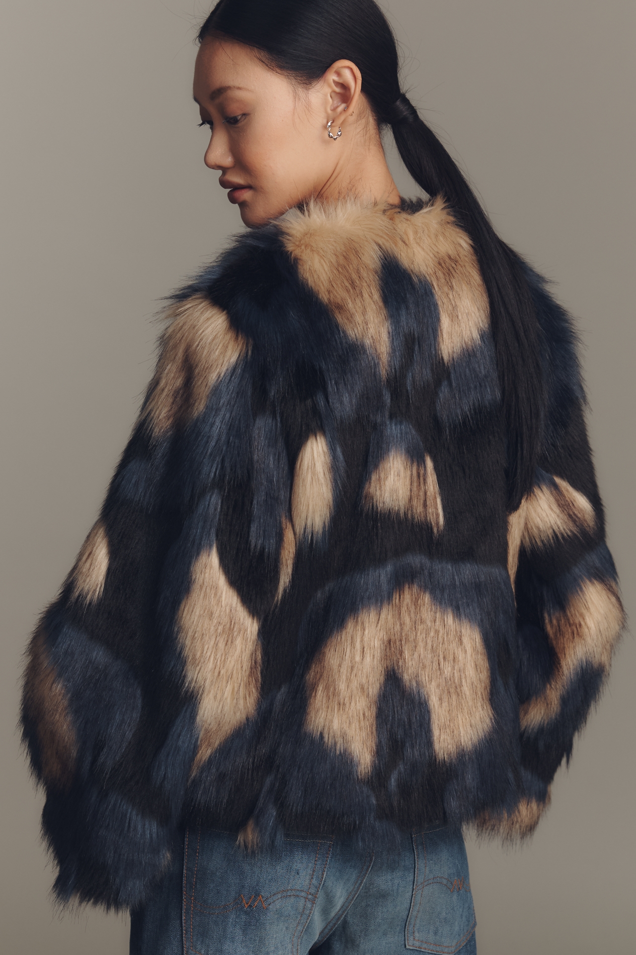 Farm Rio Multicolor Faux-Fur Coat