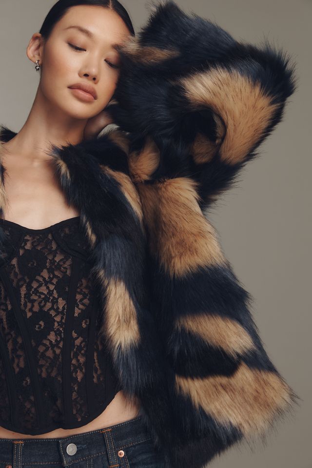 Farm Rio Multicolor Faux Fur Coat #2