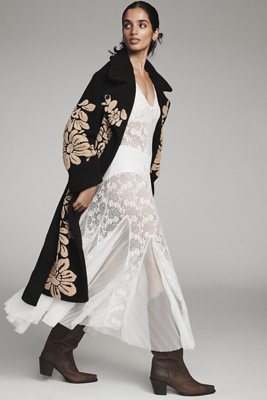 Farm Rio Bold Flowers Wool Blend Coat In Black