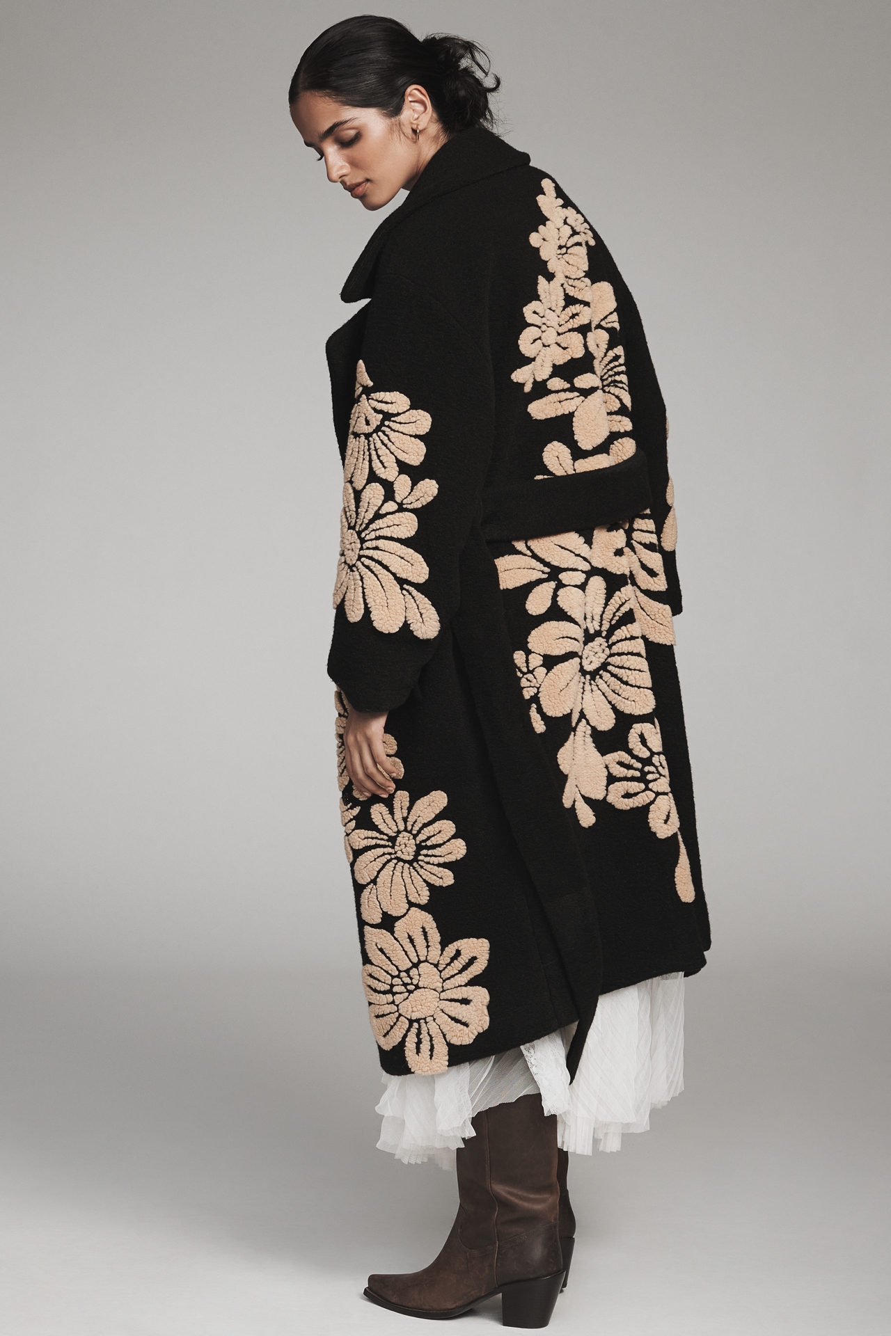 Farm Rio Bold Flowers Wool Blend Coat