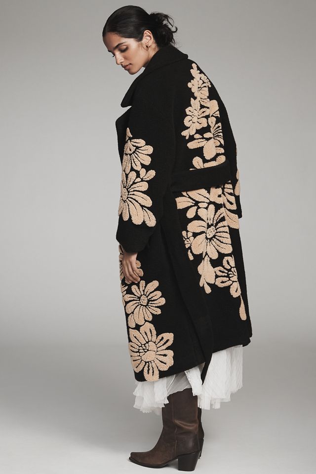 Farm Rio Bold Flowers Wool Blend Coat #3