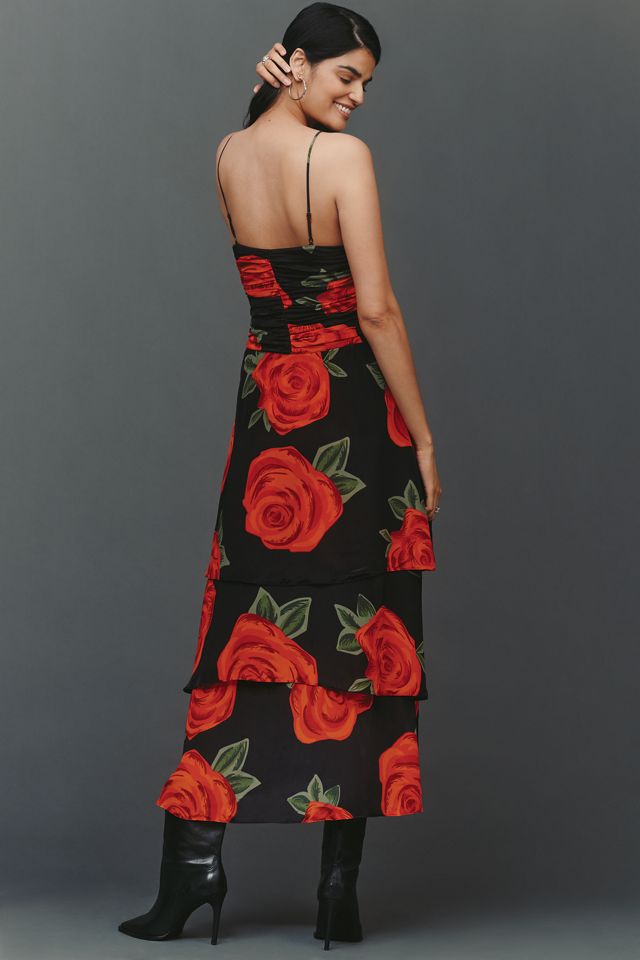 Farm Rio A-Line V-Neck Rosette Maxi Dress #1