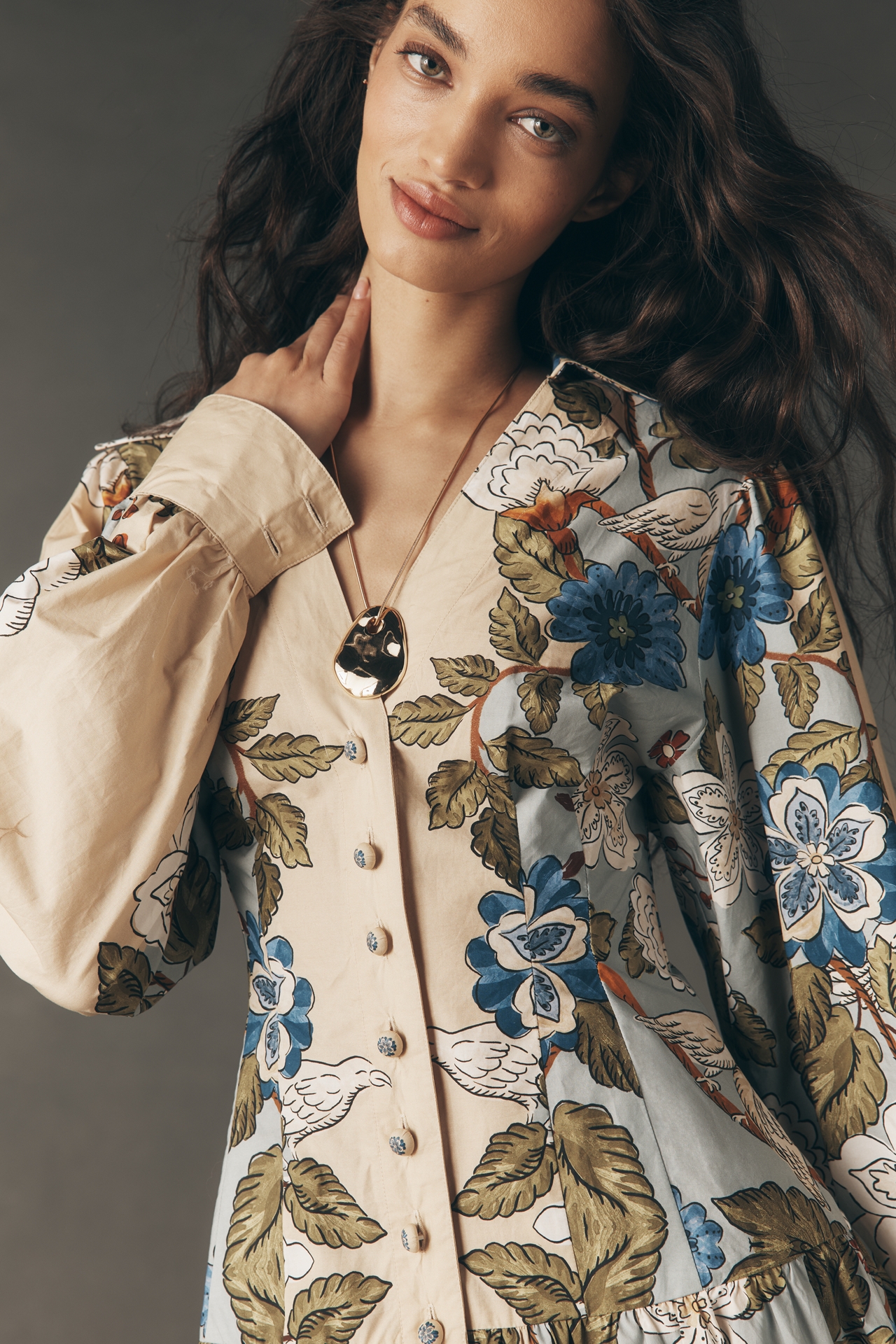 Farm Rio Garden Midi Shirt Dress