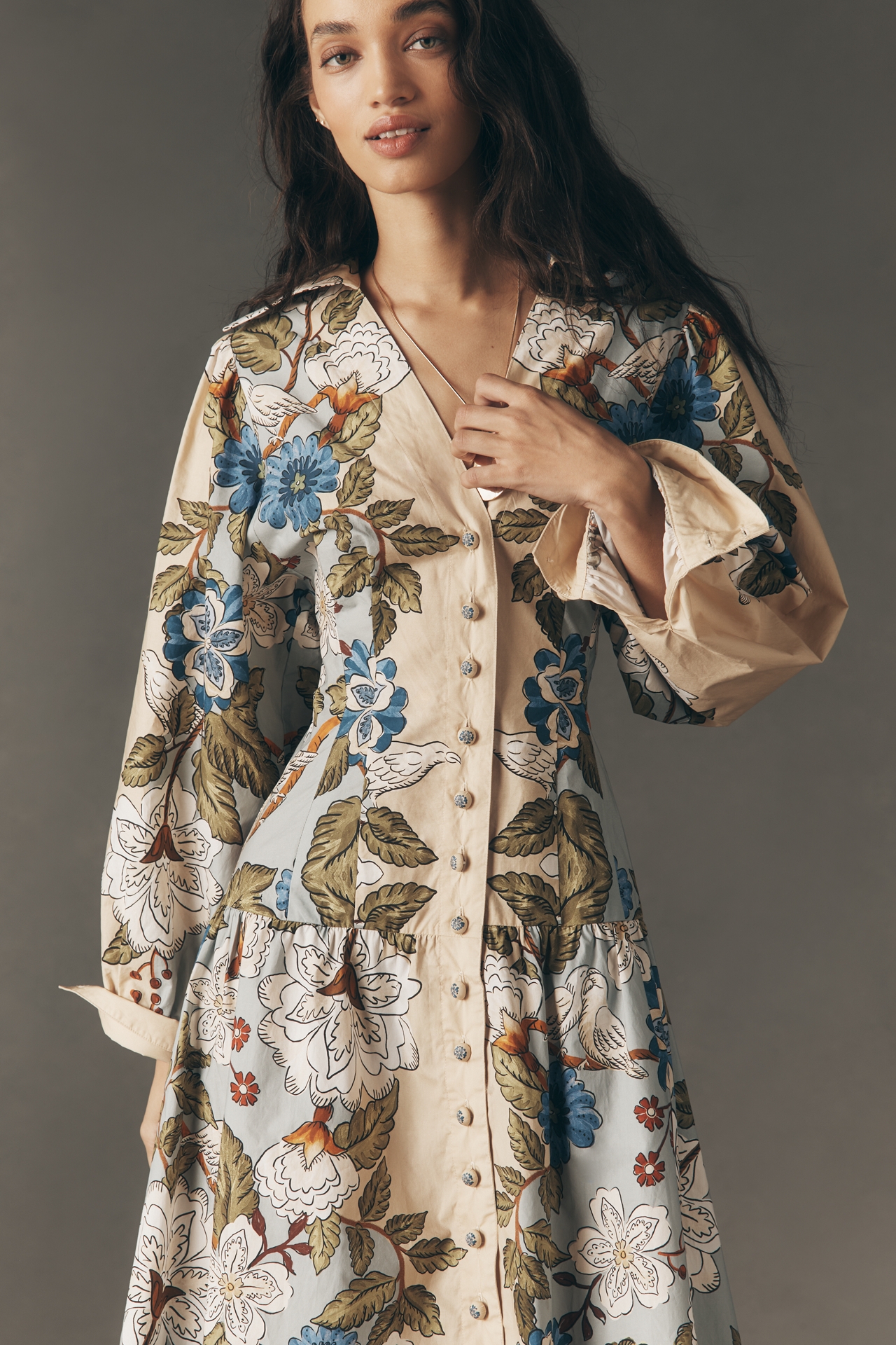 Farm Rio Garden Midi Shirt Dress