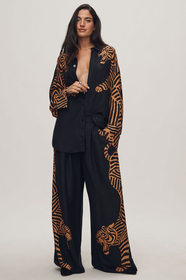 Farm Rio Wide-Leg Tiger Pants | Anthropologie