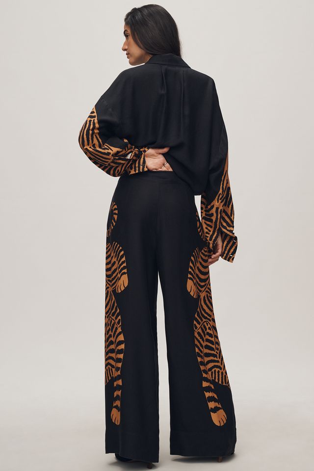 Farm Rio Wide-Leg Tiger Pants | Anthropologie