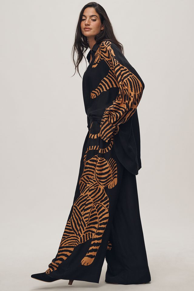 Farm Rio Wide-Leg Tiger Pants | Anthropologie