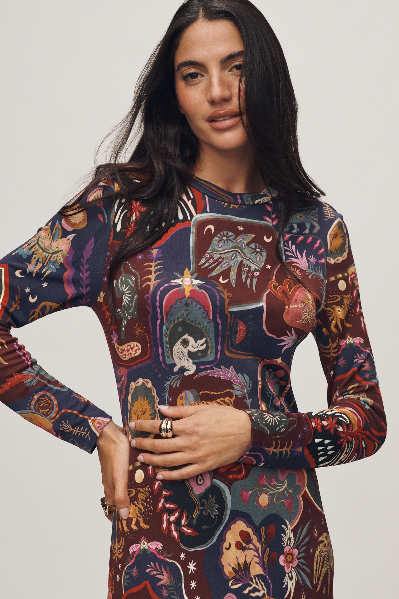 Farm Rio Surreal Fitted Maxi Dress