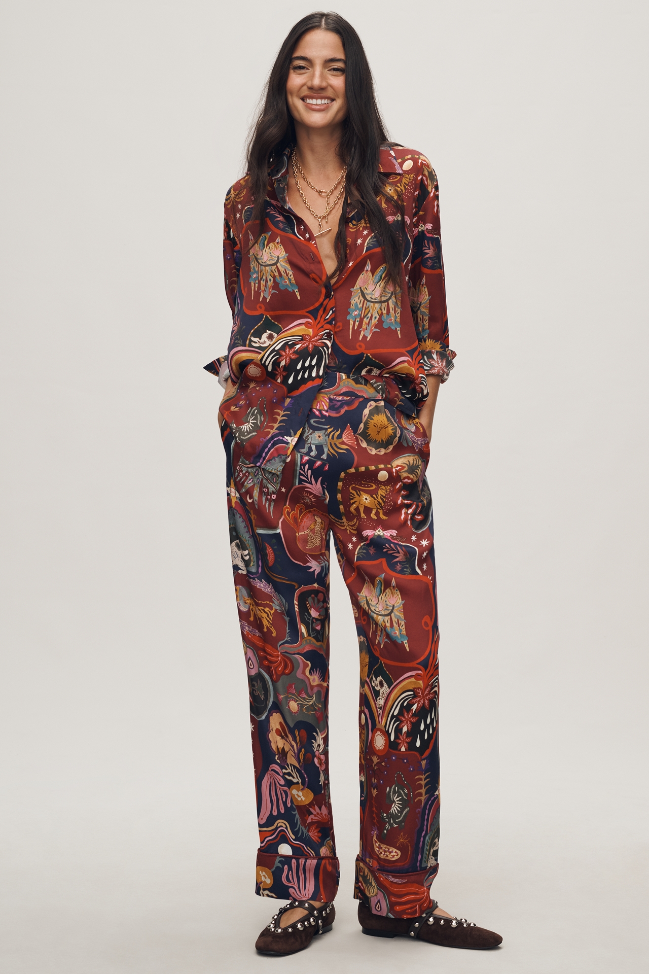 Farm Rio Surreal Long-Sleeve Buttondown Shirt