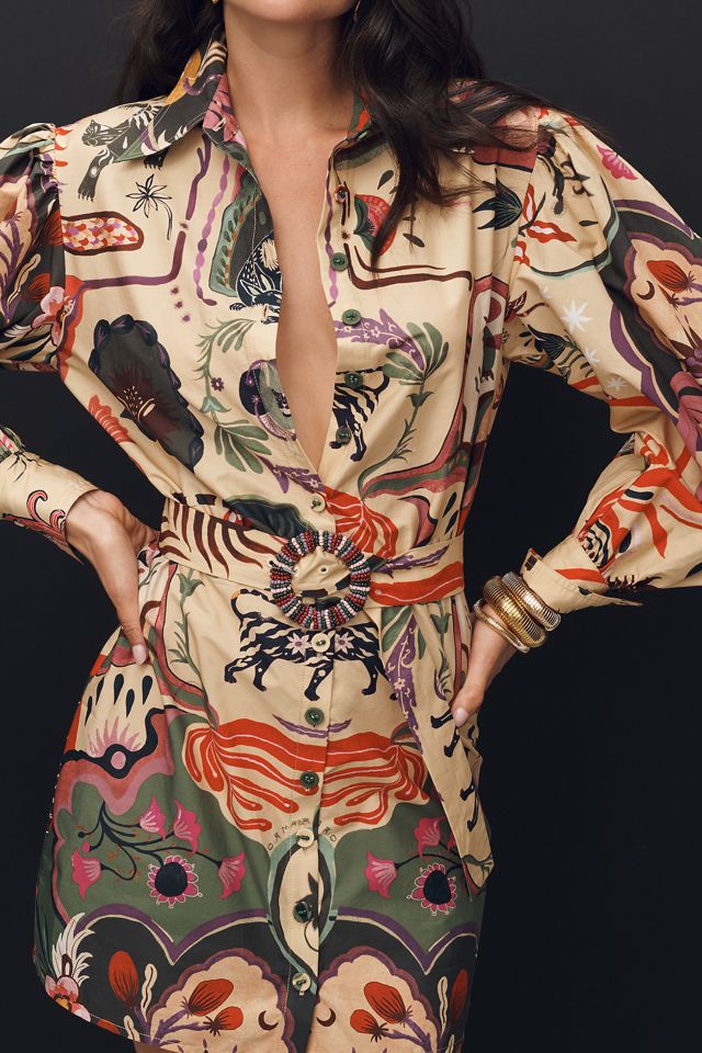 Farm Rio Surreal Belted Long-Sleeve Mini Dress #2