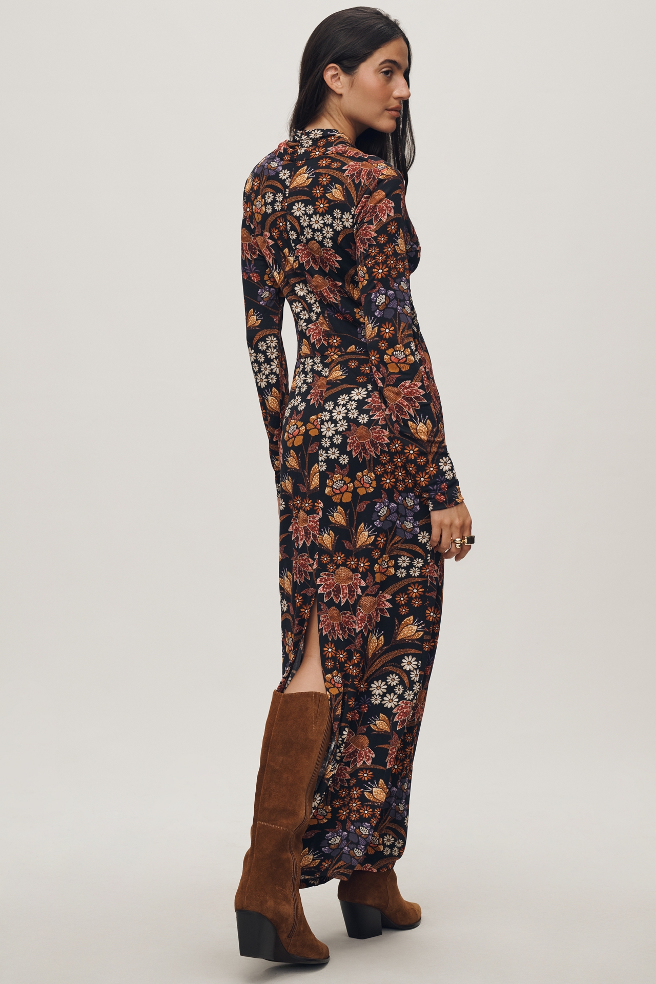 Farm Rio Lili Long-Sleeve V-Neck Maxi Dress