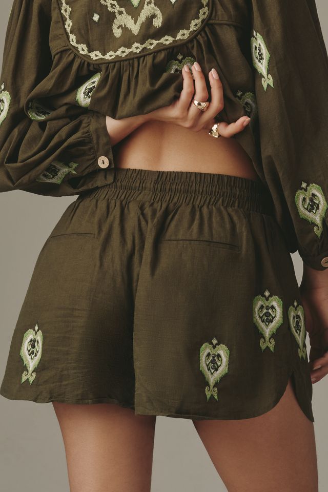 Farm Rio Embroidered Heart Shorts #2