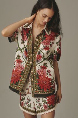 Farm Rio Golden Foliage Buttondown Shirt | Anthropologie