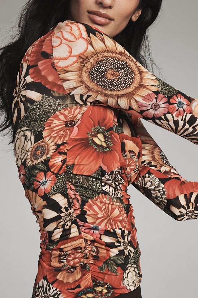 Farm Rio Flowershop Jersey Mock-Neck Long-Sleeve Top #1