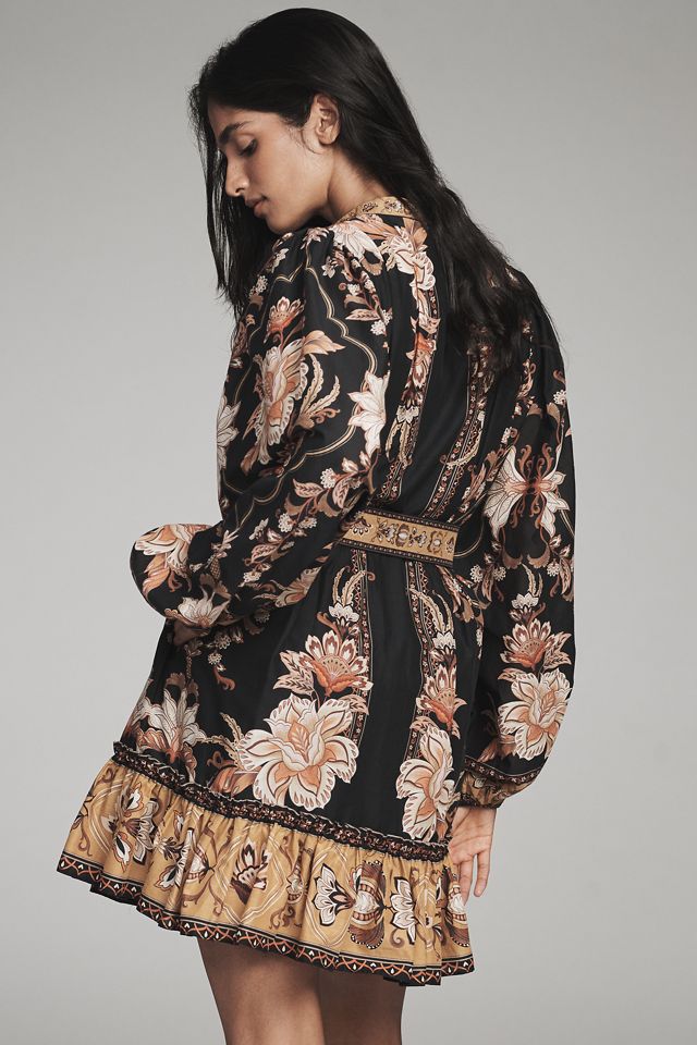 Farm Rio Majestic Garden Long-Sleeve Button-Front Mini Dress #2