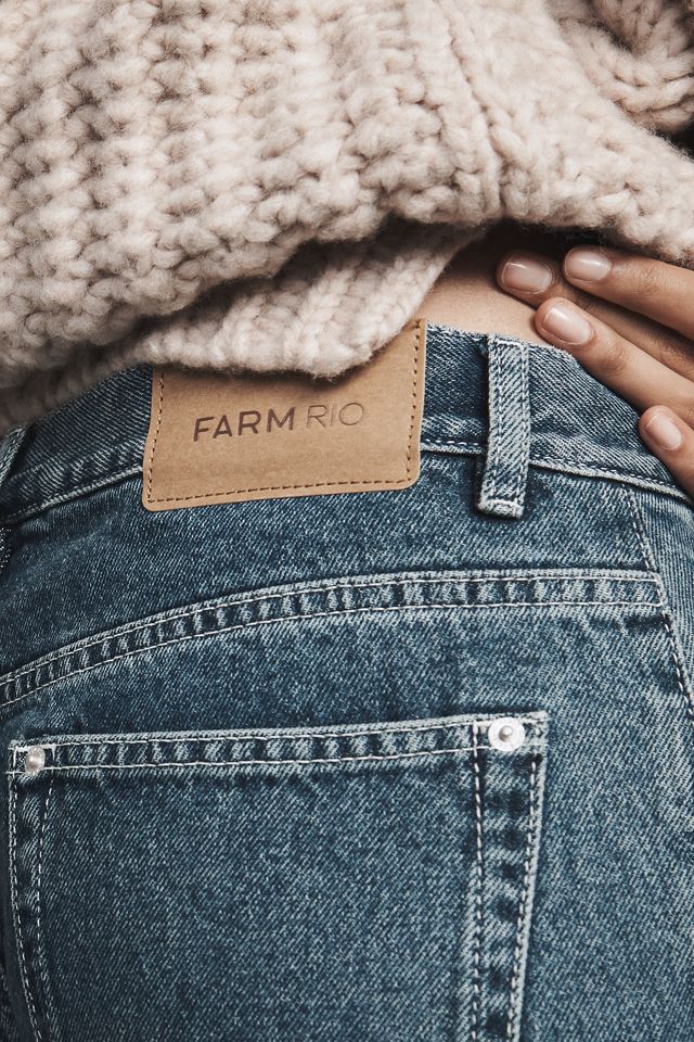 Farm Rio Cornely Embroidered Cropped Flare Jeans #2