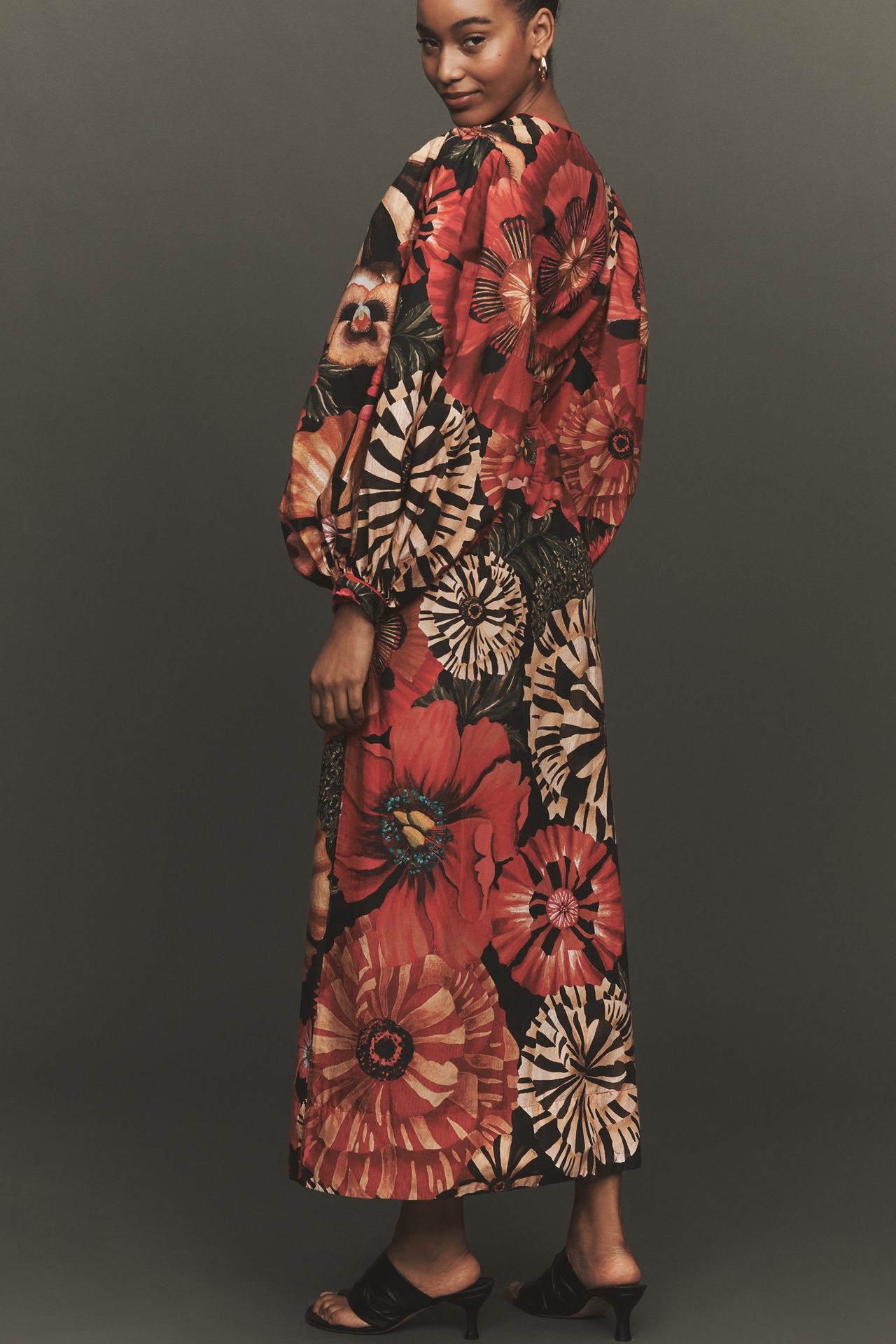 Farm Rio Flowershop Puff-Sleeve Maxi Dress