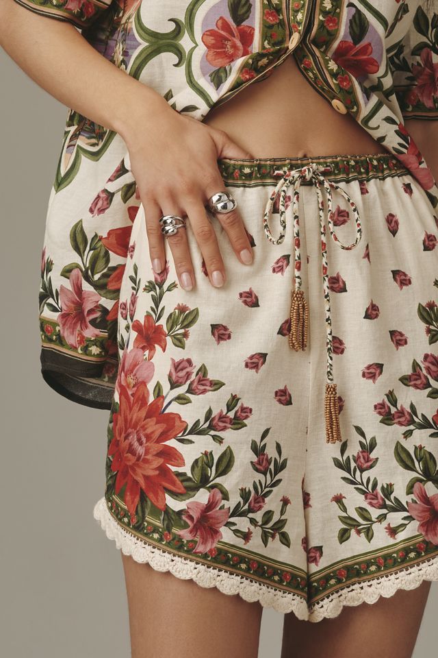 Farm Rio Wonder Rio Linen Blend Drawstring Shorts #1