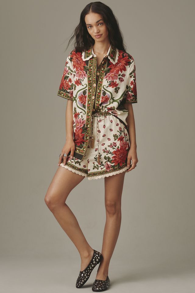 Farm Rio Wonder Rio Linen Blend Drawstring Shorts #2