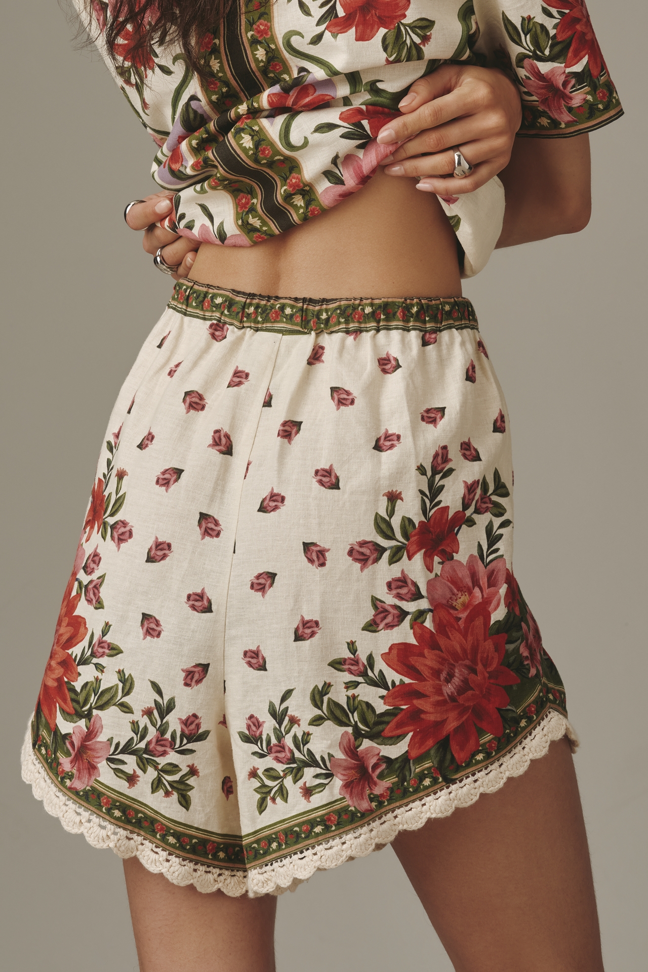 Farm Rio Wonder Linen Blend Drawstring Shorts