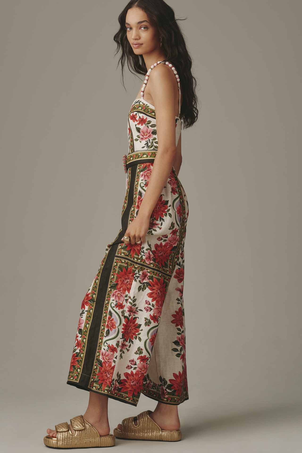 Farm Rio Wonder Belted Linen Jumpsuit