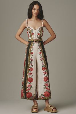 Farm Rio Wonder Rio Belted Linen Jumpsuit