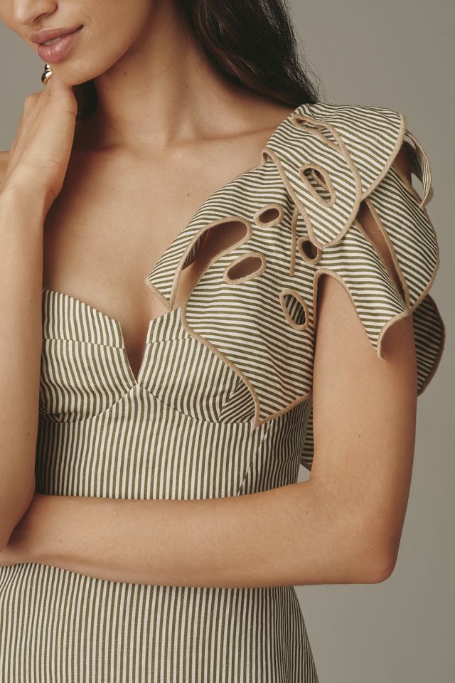 Farm Rio Monstera 3D A-Line Linen Midi Dress #1