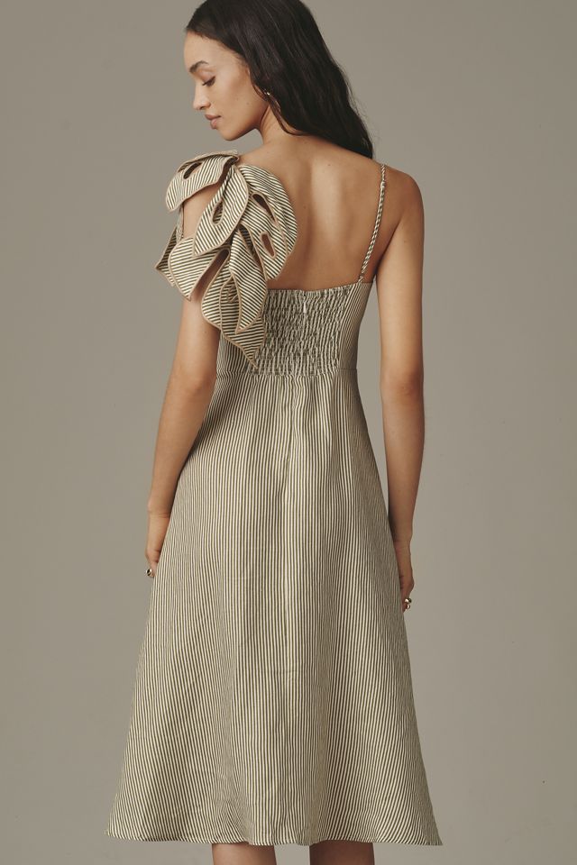 Farm Rio Monstera 3D A-Line Linen Midi Dress #3