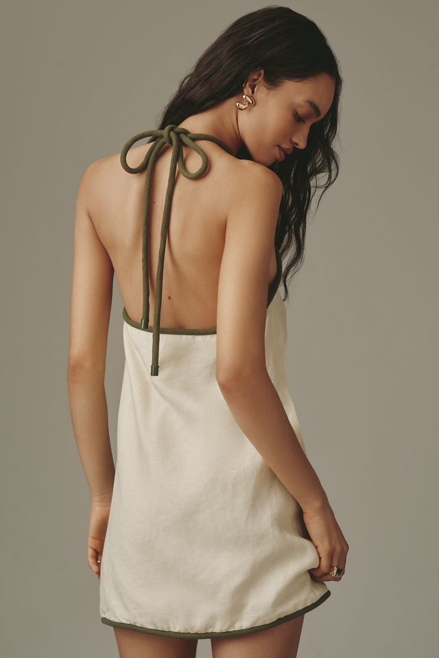 Farm Rio Coconut Halter Linen Mini Dress #2