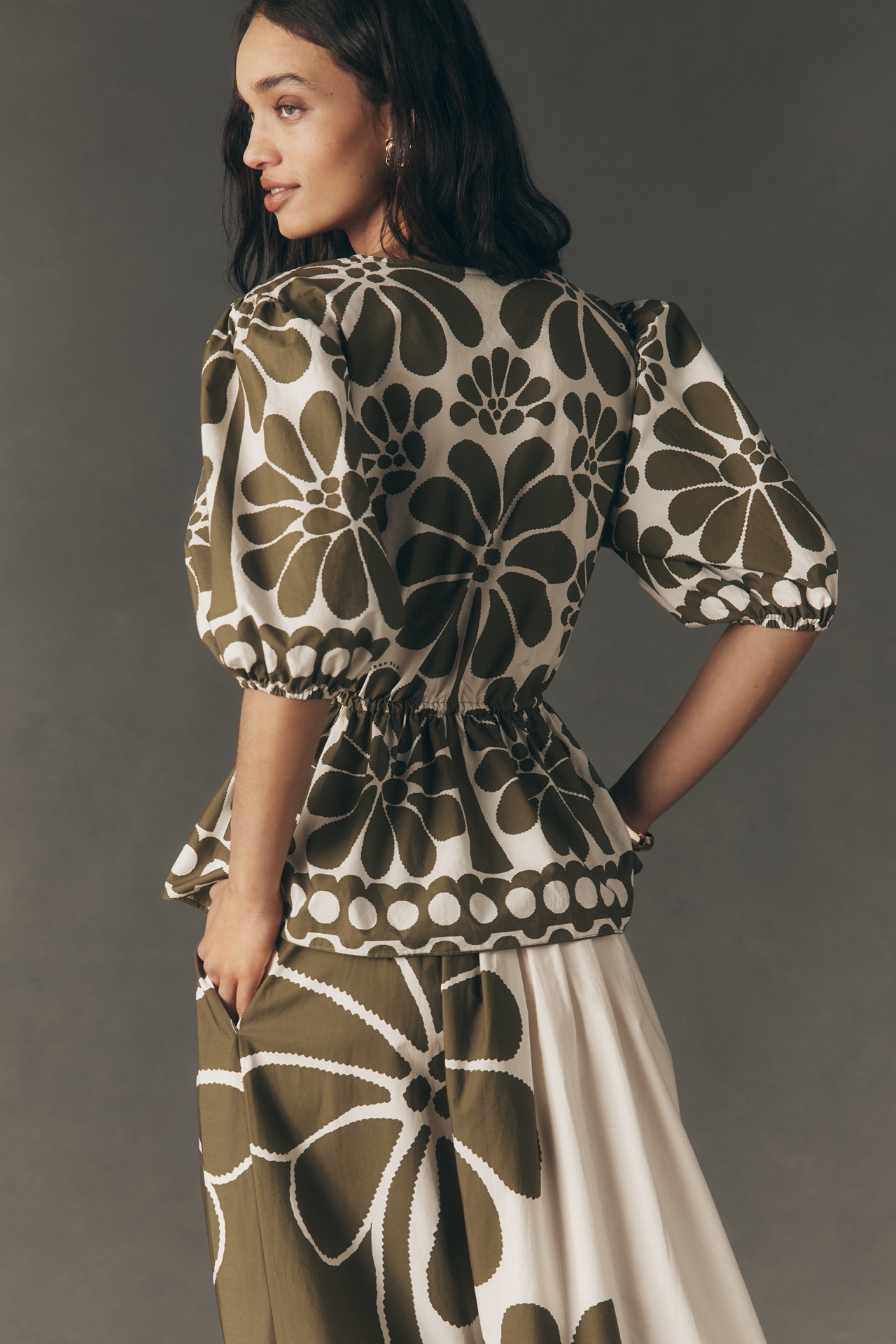 Farm Rio Palmero Cinch-Waist Blouse