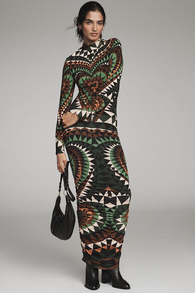 jersey dress long sleeve LESET Lauren Long Sleeve Maxi Dress in Black in Jersey main image 0