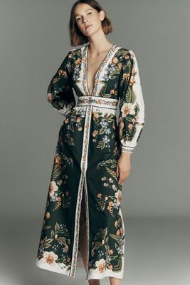chinese dress ladies Anthropologie Dress Womens 0 Green Button Up Long Sleeve Belted White Striped main image 1