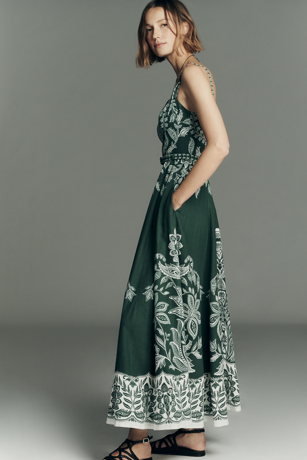 Farm Rio Miranda A-Line Sweetheart Midi Dress