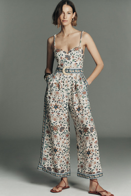 Delhi Sleeveless Sweetheart Linen Jumpsuit