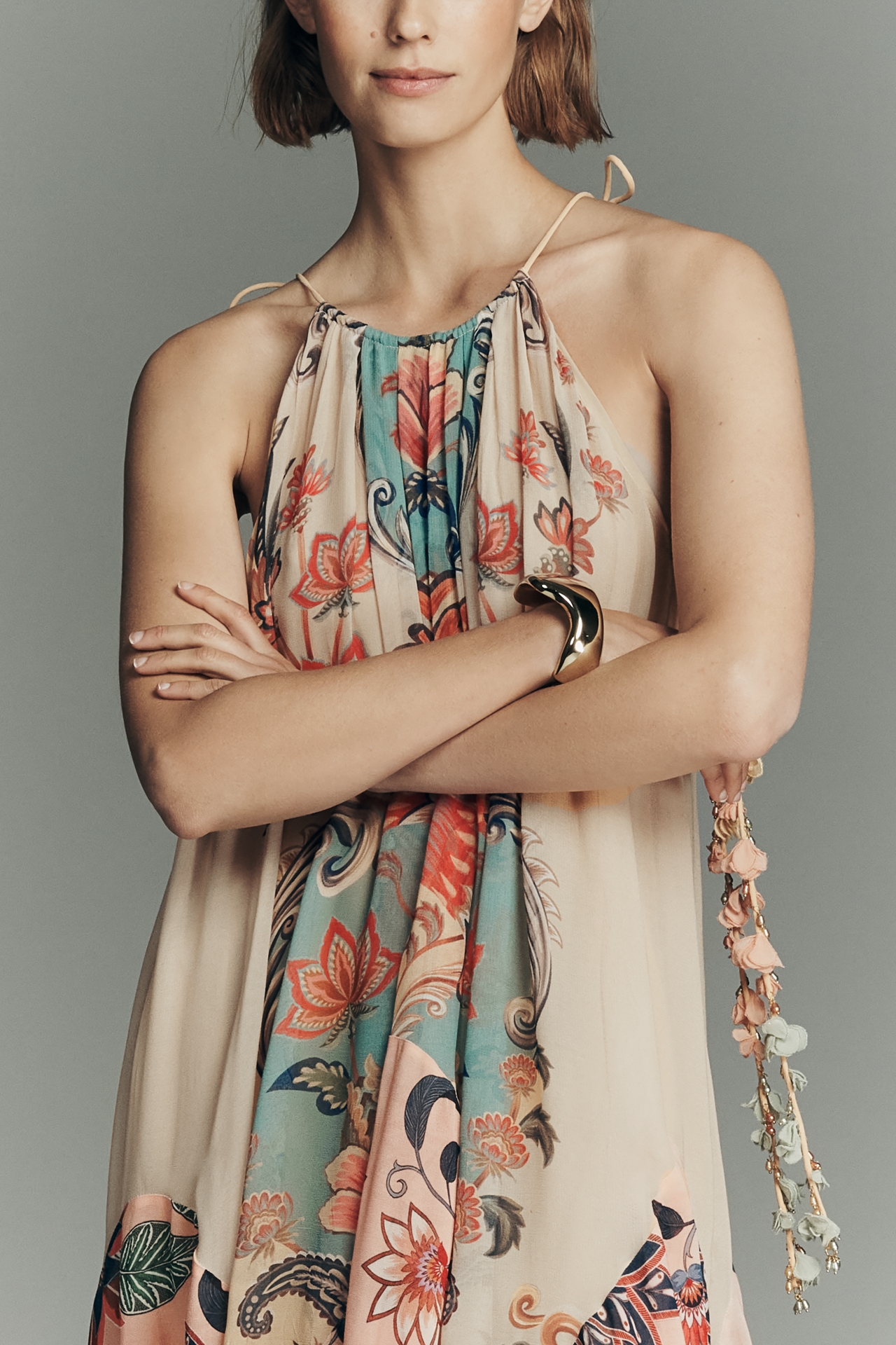 Farm Rio Delhi Boho Floral Sleeveless Maxi Dress