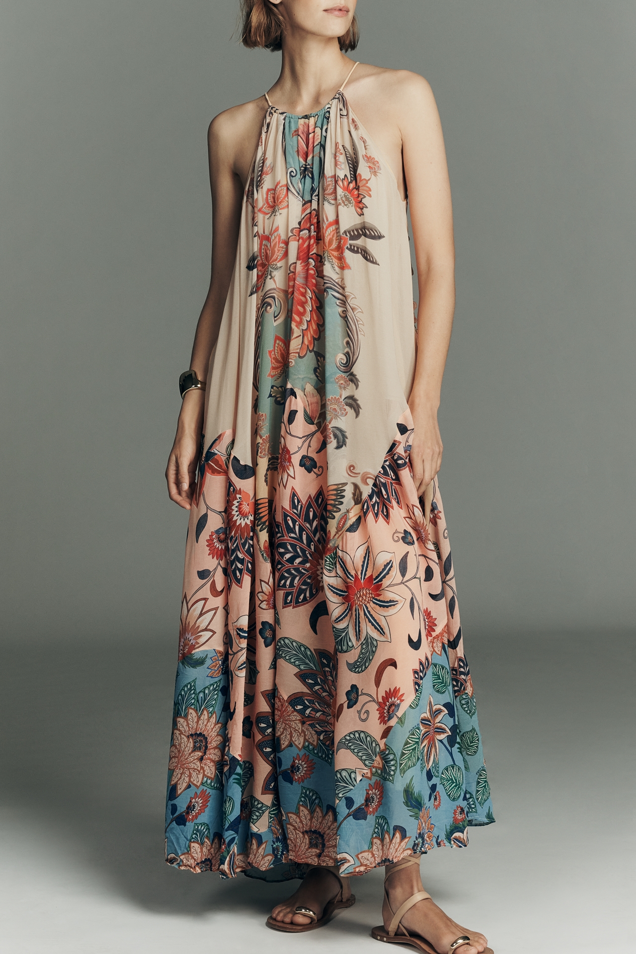 Farm Rio Delhi Boho Floral Sleeveless Maxi Dress